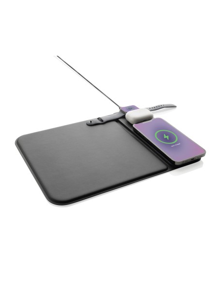 Tappetino mouse 3in1 con ricarica wireless 15W in rPET RCS
